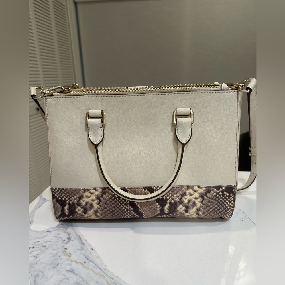 Michael Kors Sutton Python Snakeskin Saffiano Lea… - image 2
